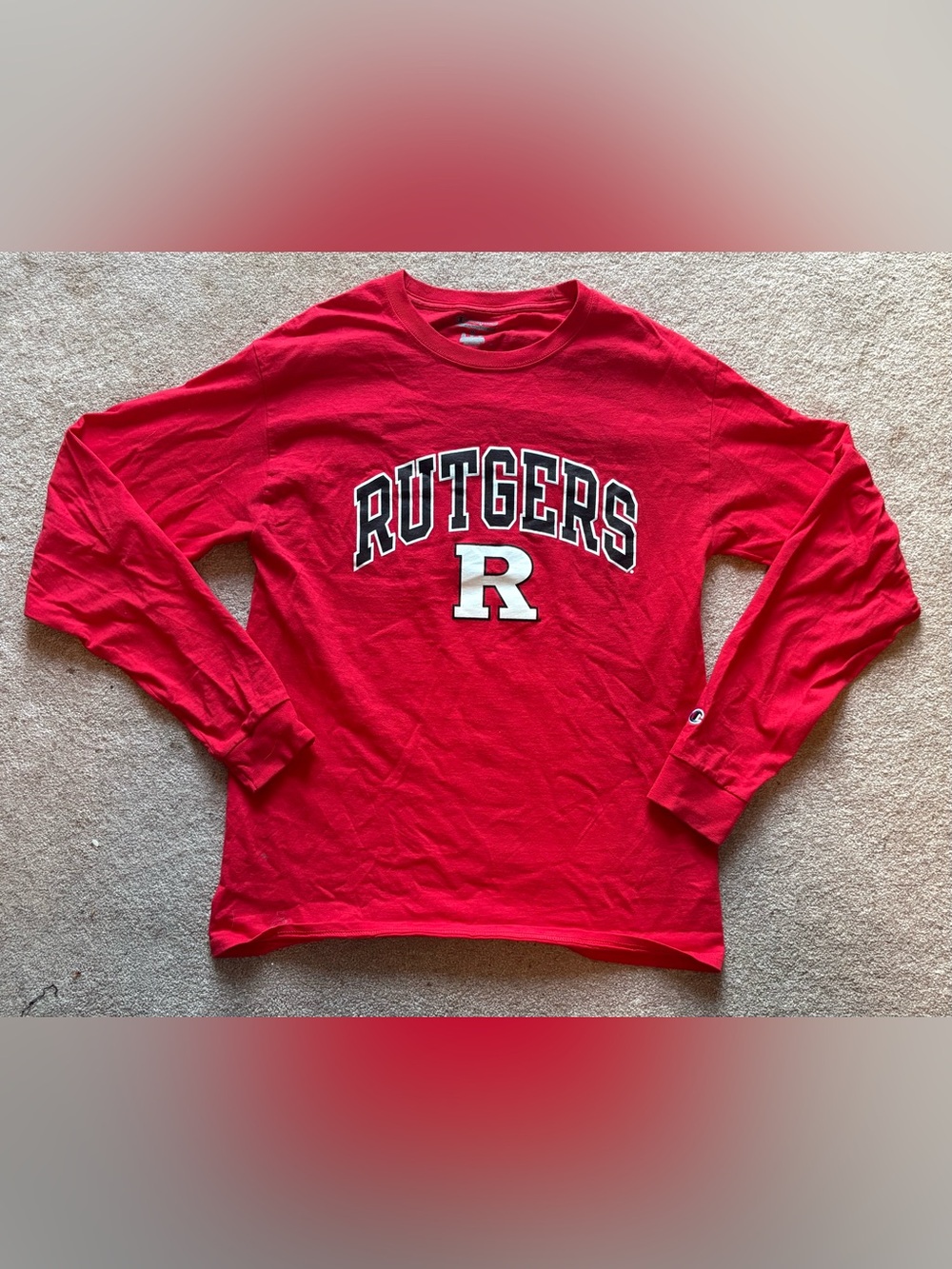 Champion Rutgers University Red Long-Sleeve T-Shirt Size Medium